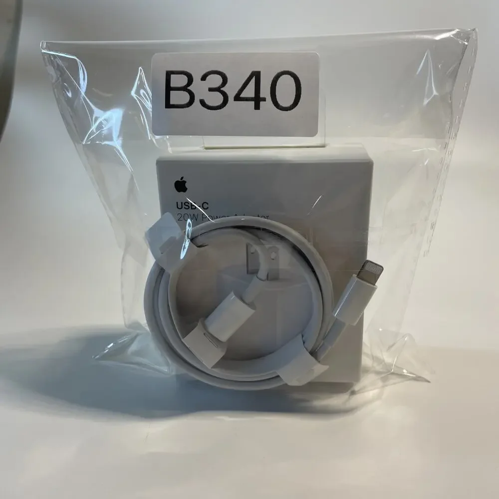 Genuine Apple 20W USB-C Power Adapter Block Box & USB-C to Lightning Cable Set
